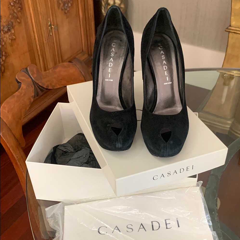 Casadei Black Suede Women's Heels